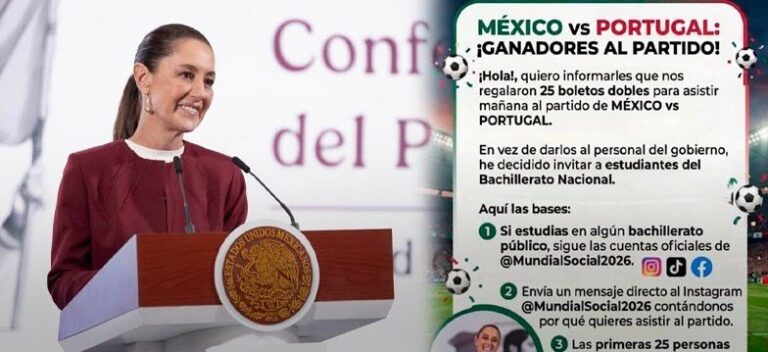 Sheinbaum sorprende: lanza dinámica para regalar boletos del México vs Portugal en redes