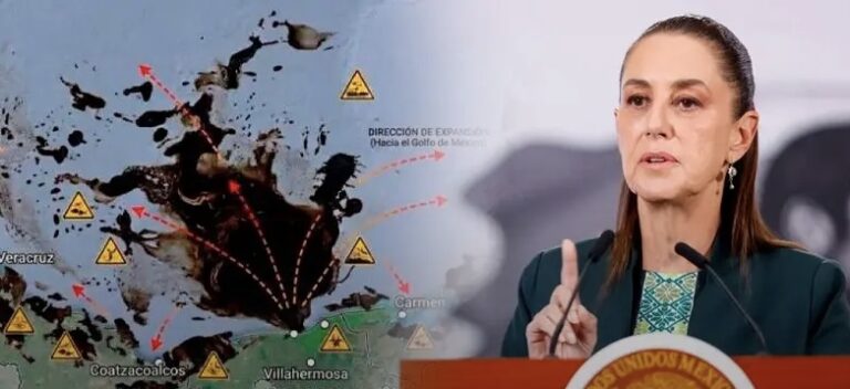 Presidenta Sheinbaum desmiente a Greenpeace: imagen de derrame en el Golfo es falsa