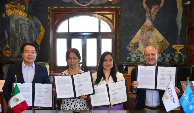Destaca Mario Delgado apoyo de UNICEF a las políticas educativas y de salud impulsadas por el Gobierno de México