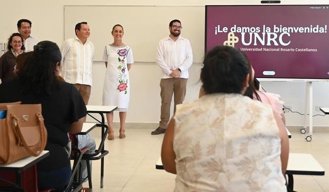 En Yucatán, Presidenta inaugura Unidad Académica de Kanasín de la Universidad Nacional Rosario Castellanos y Bachillerato Nacional