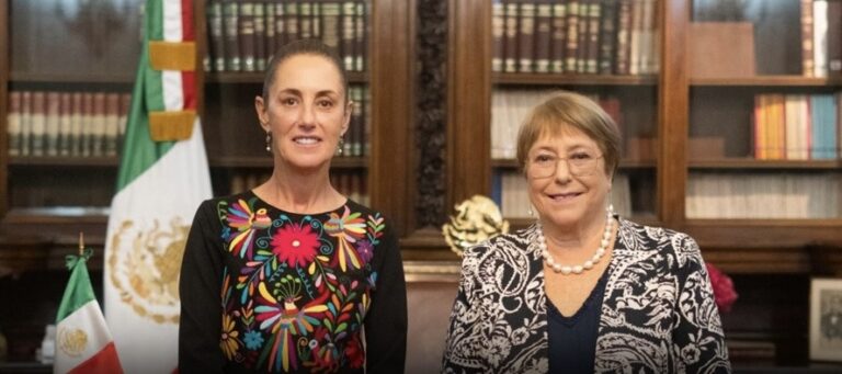 La Presidenta Sheinbaum recibe a Michelle Bachelet en Palacio Nacional y refrenda apoyo a su candidatura en la ONU