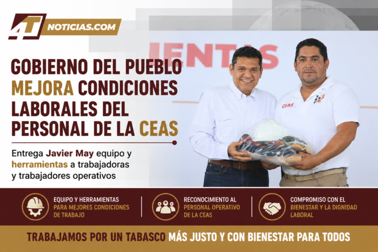Gobierno del Pueblo mejora condiciones laborales del personal de la CEAS; entrega Javier May equipo y herramientas a trabajadoras y trabajadores operativos