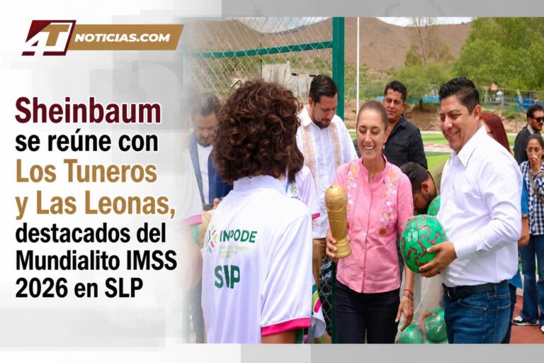 Sheinbaum se reúne con Los Tuneros y Las Leonas, destacados del Mundialito IMSS 2026 en SLP