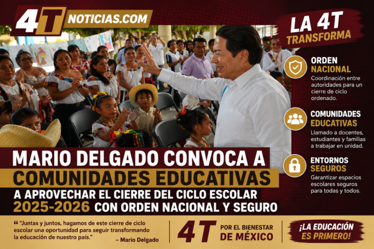 Mario Delgado convoca a comunidades educativas a aprovechar el cierre del ciclo escolar 2025-2026 con orden nacional y seguro