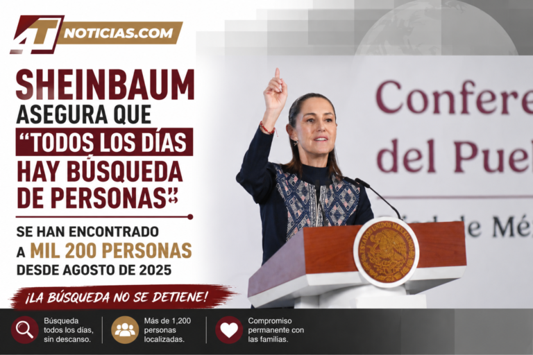 Sheinbaum asegura que “todos los días hay búsqueda de personas”; se han encontrado a mil 200 desde agosto de 2025