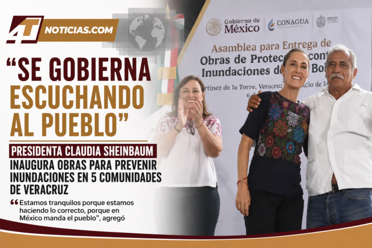 “Se gobierna escuchando al pueblo”: Presidenta Claudia Sheinbaum inaugura obras para prevenir inundaciones en 5 comunidades de Veracruz