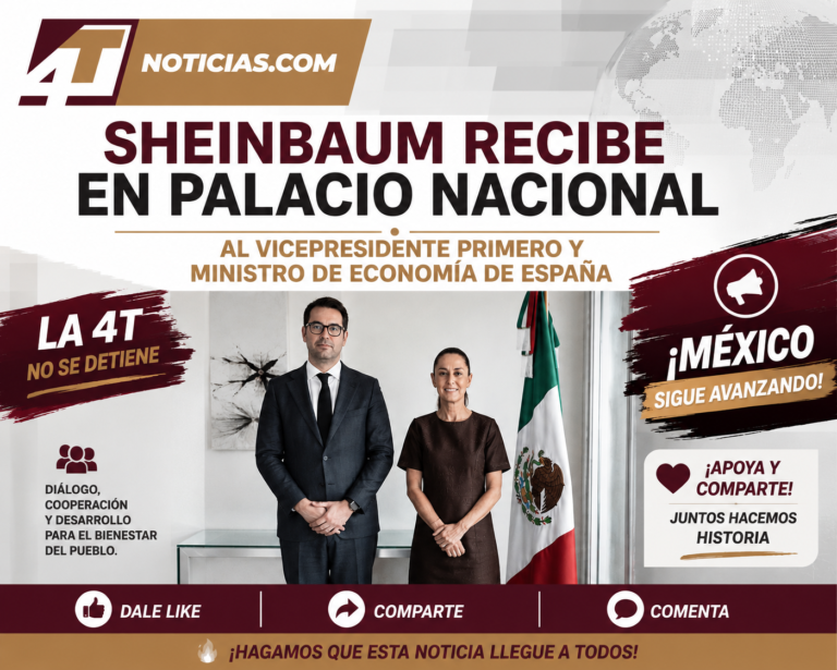 Sheinbaum recibe en Palacio Nacional al vicepresidente primero y ministro de Economía de España