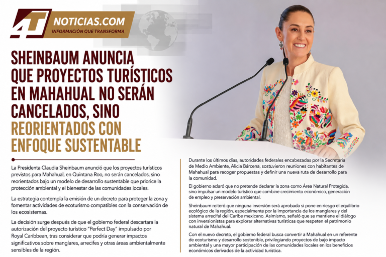 La Presidenta Claudia Sheinbaum anuncia decreto para proteger Mahahual; proyectos turísticos continuarán con enfoque ecológico