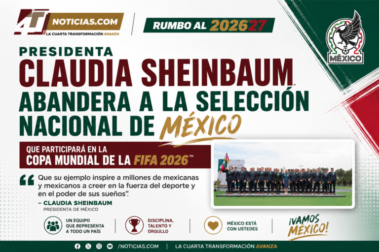 Presidenta Claudia Sheinbaum abandera a la Selección Nacional de México que participará en la Copa Mundial de la FIFA 2026