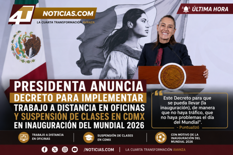 Presidenta anuncia decreto para implementar trabajo a distancia en oficinas y suspensión de clases en CDMX en inauguración del Mundial 2026