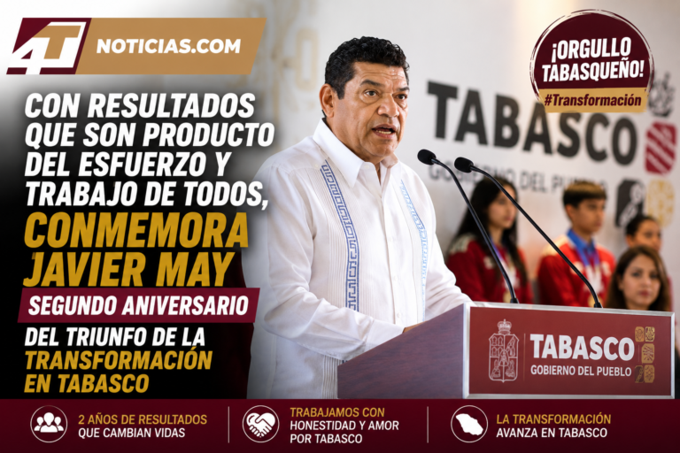 Con resultados que son producto del esfuerzo y trabajo de todos, conmemora Javier May segundo aniversario del triunfo de la transformación en Tabasco
