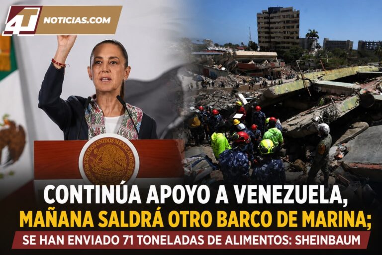 Continúa apoyo a Venezuela, mañana saldrá otro barco de Marina; se han enviado 71 toneladas de alimentos: Sheinbaum