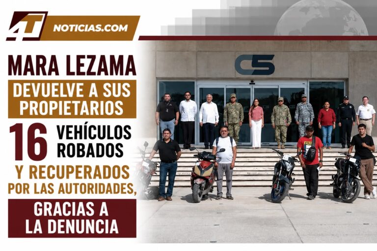 Mara Lezama devuelve a sus propietarios 16 vehículos robados y recuperados por las autoridades, gracias a la denuncia