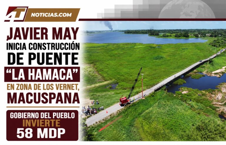 Javier May inicia construcción de puente “La Hamaca” en zona de los Vernet, Macuspana; Gobierno del Pueblo invierte 58 mdp