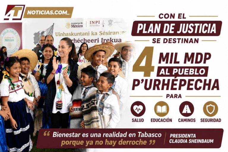 Con el Plan de Justicia se destinan 4 mil mdp al Pueblo P’urhépecha para salud, educación, caminos y seguridad: Presidenta Claudia Sheinbaum