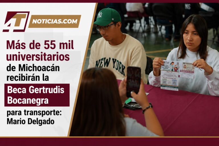 Más de 55 mil universitarios de Michoacán recibirán la Beca Gertrudis Bocanegra para transporte: Mario Delgado