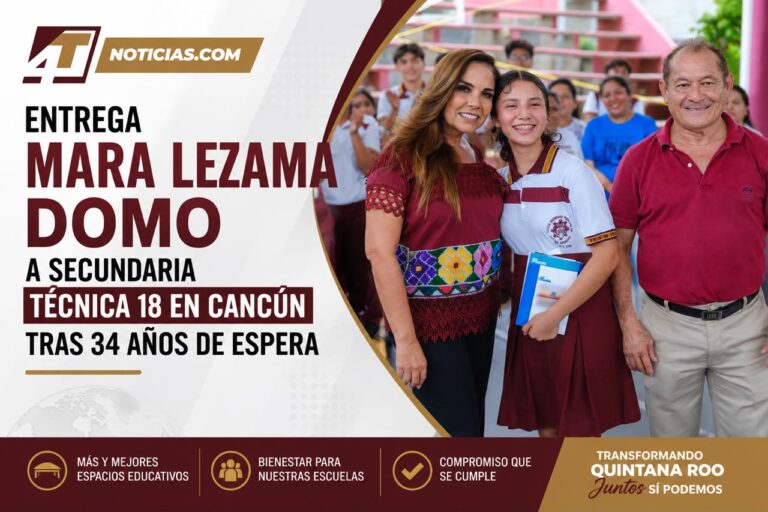 Entrega Mara Lezama domo a Secundaria Técnica 18 en Cancún tras 34 años de espera