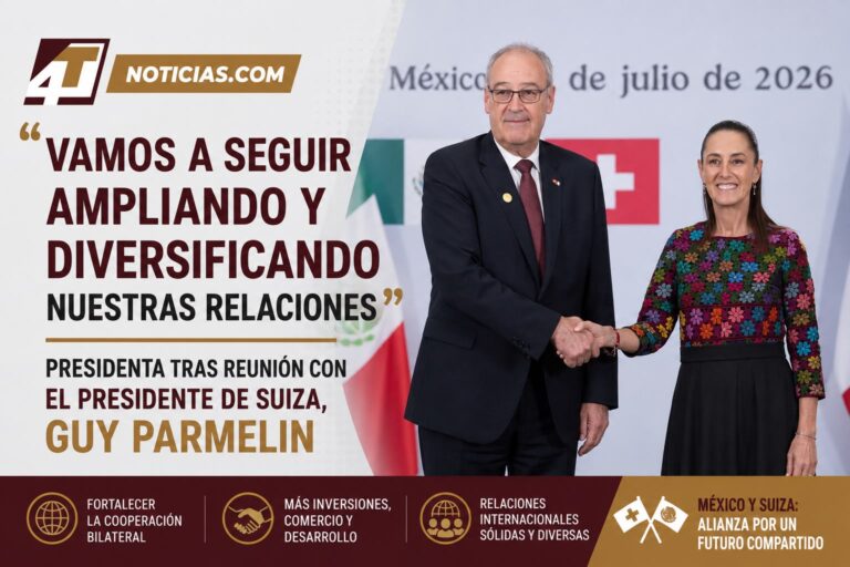 Vamos a seguir ampliando y diversificando nuestras relaciones: Presidenta tras reunión con el Presidente de Suiza, Guy Parmelin