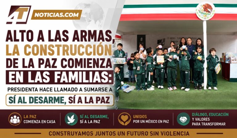 Alto a las armas, la construcción de la paz comienza en las familias: Presidenta hace llamado a sumarse a Sí al Desarme, Sí a La Paz