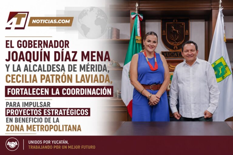 El Gobernador Joaquín Díaz Mena y la alcaldesa de Mérida, Cecilia Patrón Laviada, fortalecen la coordinación para impulsar proyectos estratégicos en beneficio de la zona metropolitana