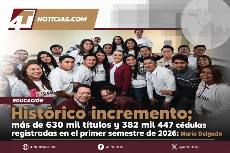 Histórico incremento; más de 630 mil títulos y 382 mil 447 cédulas registradas en el primer semestre de 2026: Mario Delgado
