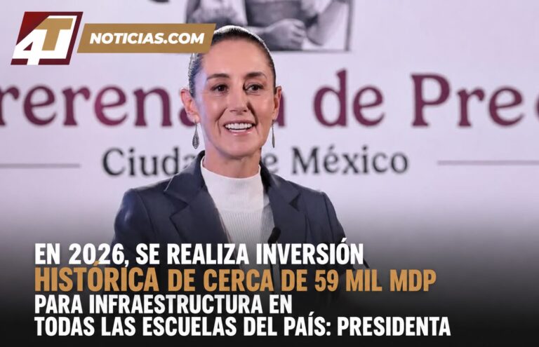 En 2026, se realiza inversión histórica de cerca de 59 mil mdp para infraestructura en todas las escuelas del país: presidenta