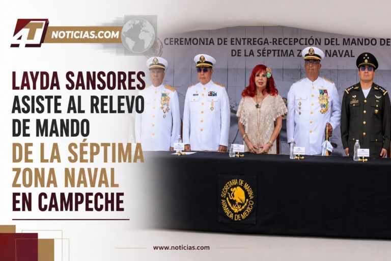 Layda Sansores asiste al relevo de mando de la Séptima Zona Naval en Campeche