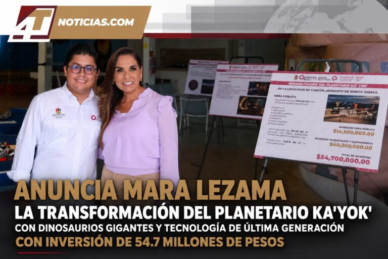 Anuncia Mara Lezama la transformación del Planetario Ka’Yok’ con dinosaurios gigantes y tecnología de última generación con inversión de 54.7 millones de pesos