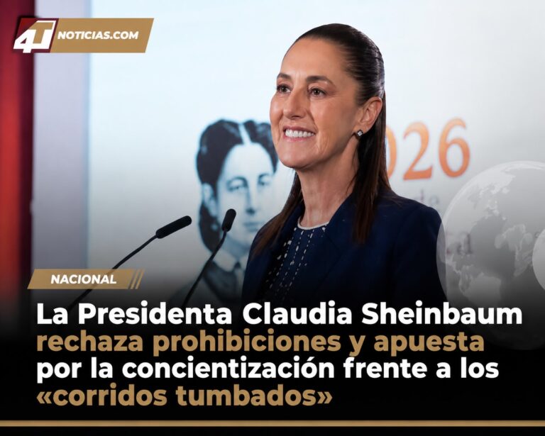 La Presidenta Claudia Sheinbaum rechaza prohibiciones y apuesta por la concientización frente a los «corridos tumbados»