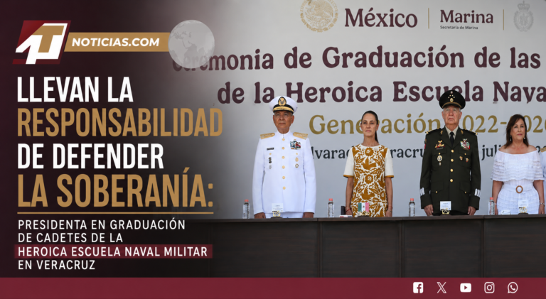 Llevan la responsabilidad de defender la soberanía: presidenta en graduación de cadetes de la Heroica Escuela Naval Militar en Veracruz