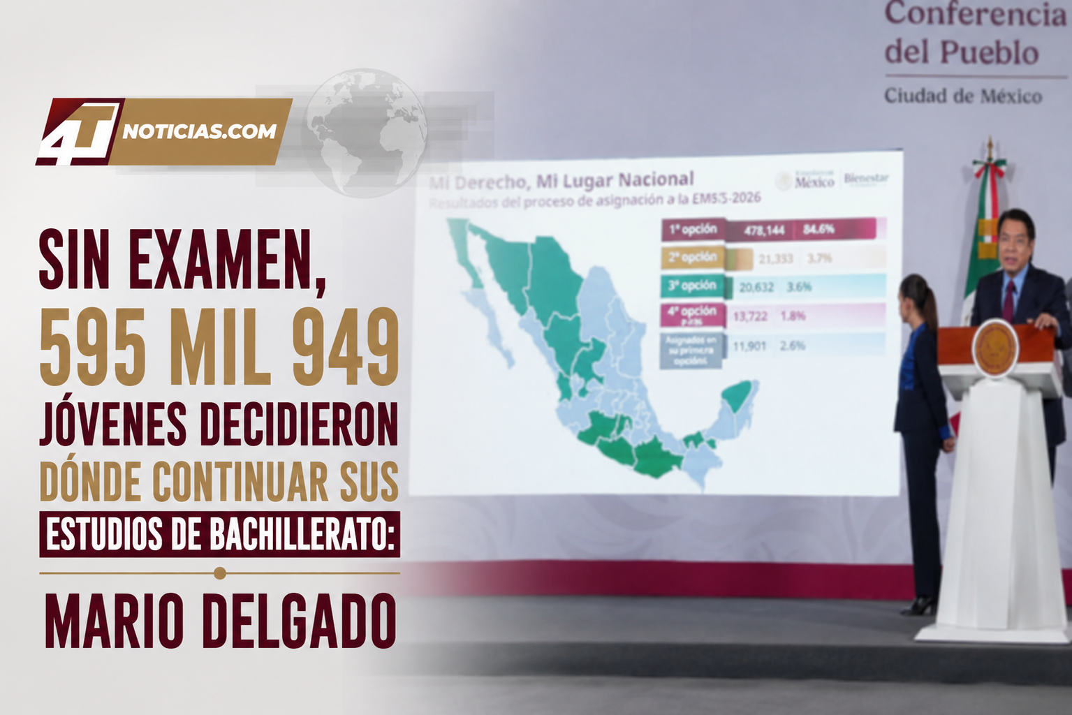 Sin examen, 595 mil 949 jóvenes decidieron dónde continuar sus estudios de bachillerato: Mario Delgado