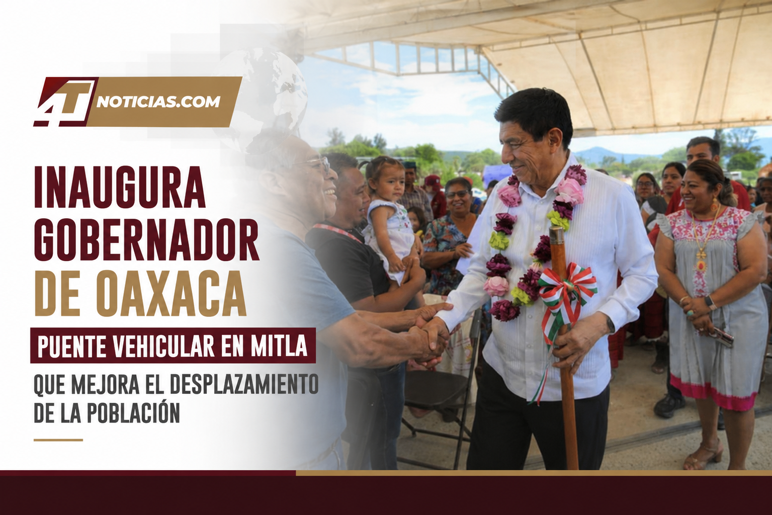 INAUGURA GOBERNADOR DE OAXACA PUENTE VEHICULAR EN MITLA QUE MEJORA EL DESPLAZAMIENTO DE LA POBLACIÓN