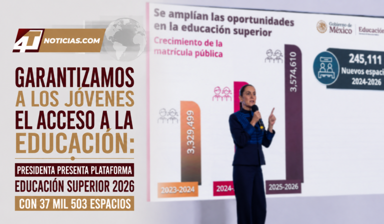 Garantizamos a los jóvenes el acceso a la educación: presidenta presenta plataforma Educación Superior 2026 con 37 mil 503 espacios