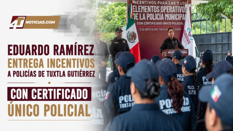 Eduardo Ramírez entrega incentivos a policías de Tuxtla Gutiérrez con Certificado Único Policial
