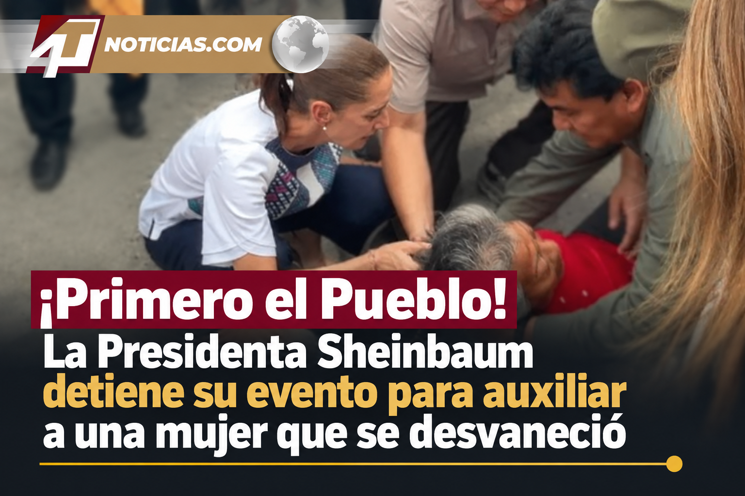 ¡Primero el Pueblo! La Presidenta Sheinbaum detiene su evento para auxiliar a una mujer que se desvaneció