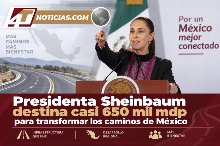Presidenta Sheinbaum destina casi 650 mil mdp para transformar los caminos de México