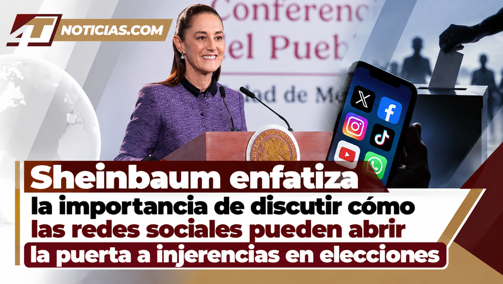 Sheinbaum enfatiza la importancia de discutir cómo las redes sociales pueden abrir la puerta a injerencias en elecciones