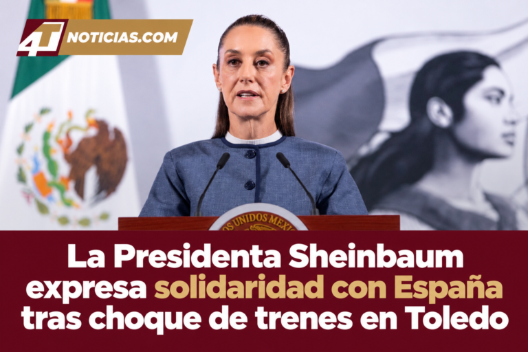 La Presidenta Sheinbaum expresa solidaridad con España tras choque de trenes en Toledo