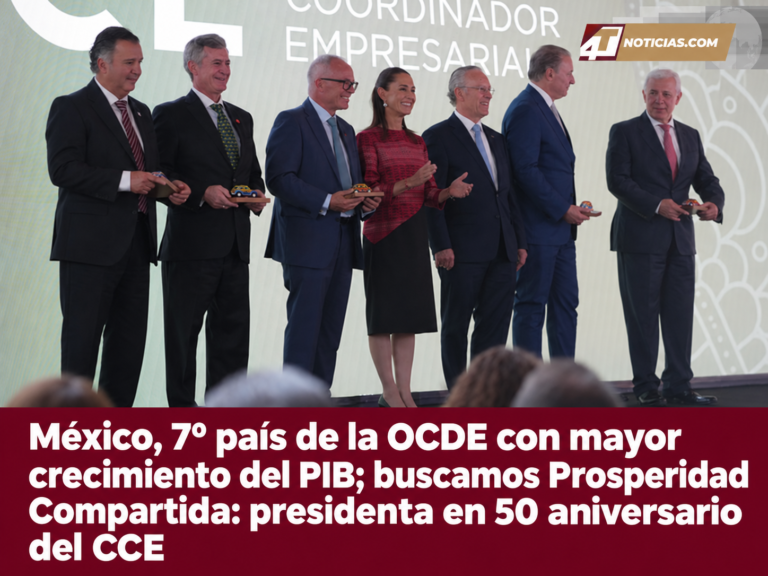 México, 7º país de la OCDE con mayor crecimiento del PIB; buscamos Prosperidad Compartida: presidenta en 50 aniversario del CCE