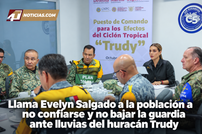 Llama Evelyn Salgado a la población a no confiarse y no bajar la guardia ante lluvias del huracán Trudy