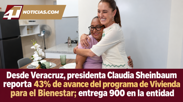 Desde Veracruz, presidenta Claudia Sheinbaum reporta 43% de avance del programa de Vivienda para el Bienestar; entrega 900 en la entidad