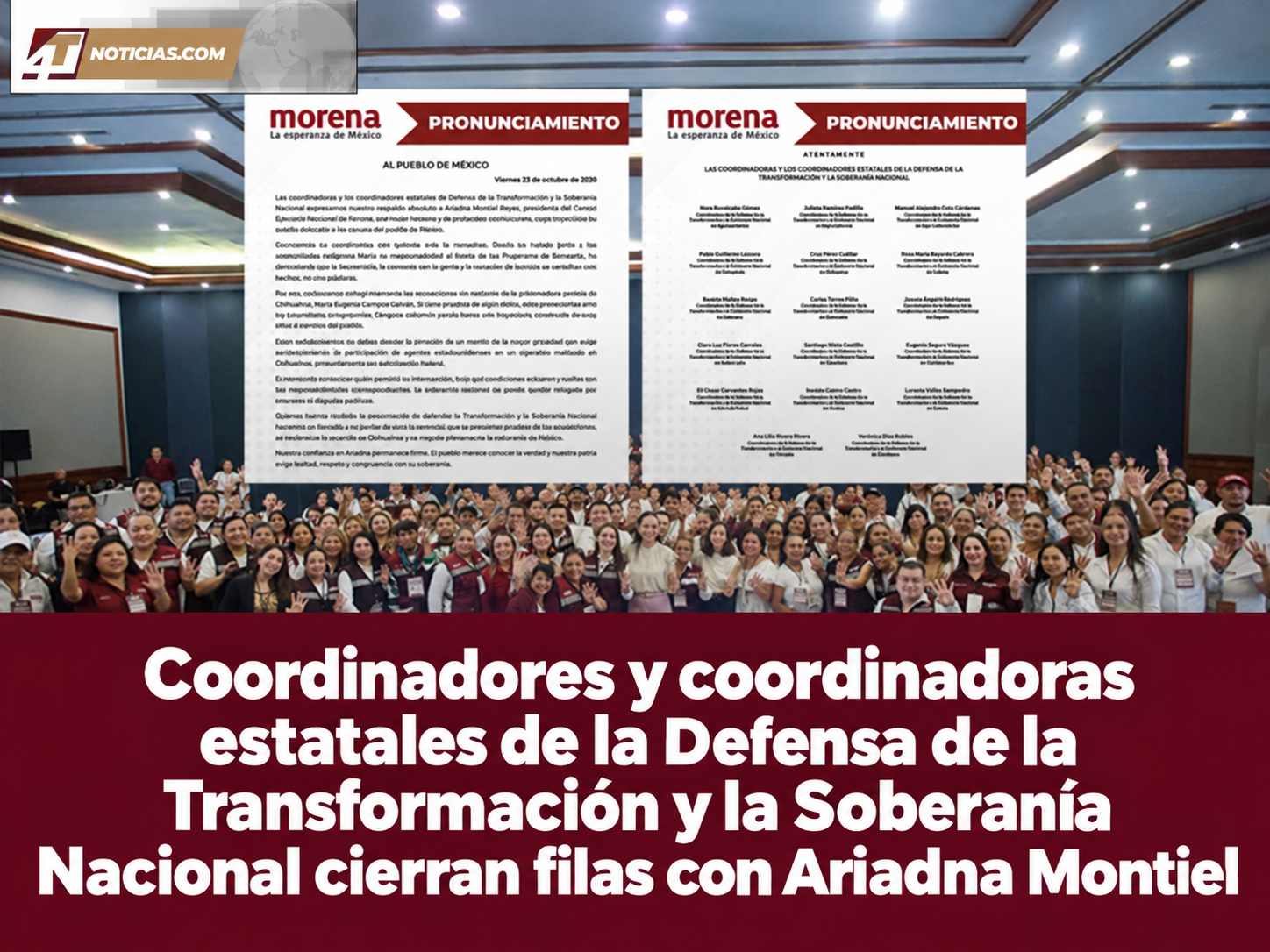 Coordinadores y coordinadoras estatales de la Defensa de la Transformación y la Soberanía Nacional cierran filas con Ariadna Montiel