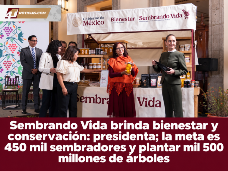 Sembrando Vida brinda bienestar y conservación: presidenta; la meta es 450 mil sembradores y plantar mil 500 millones de árboles
