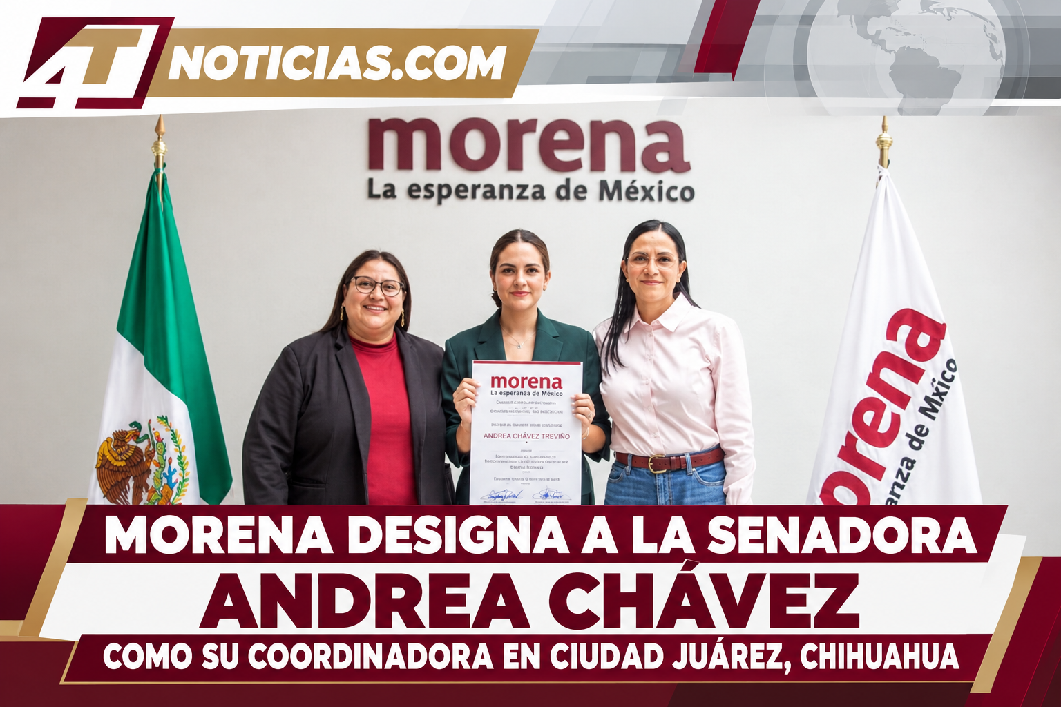 Morena designa a la senadora Andrea Chávez como su coordinadora en Ciudad Juárez, Chihuahua